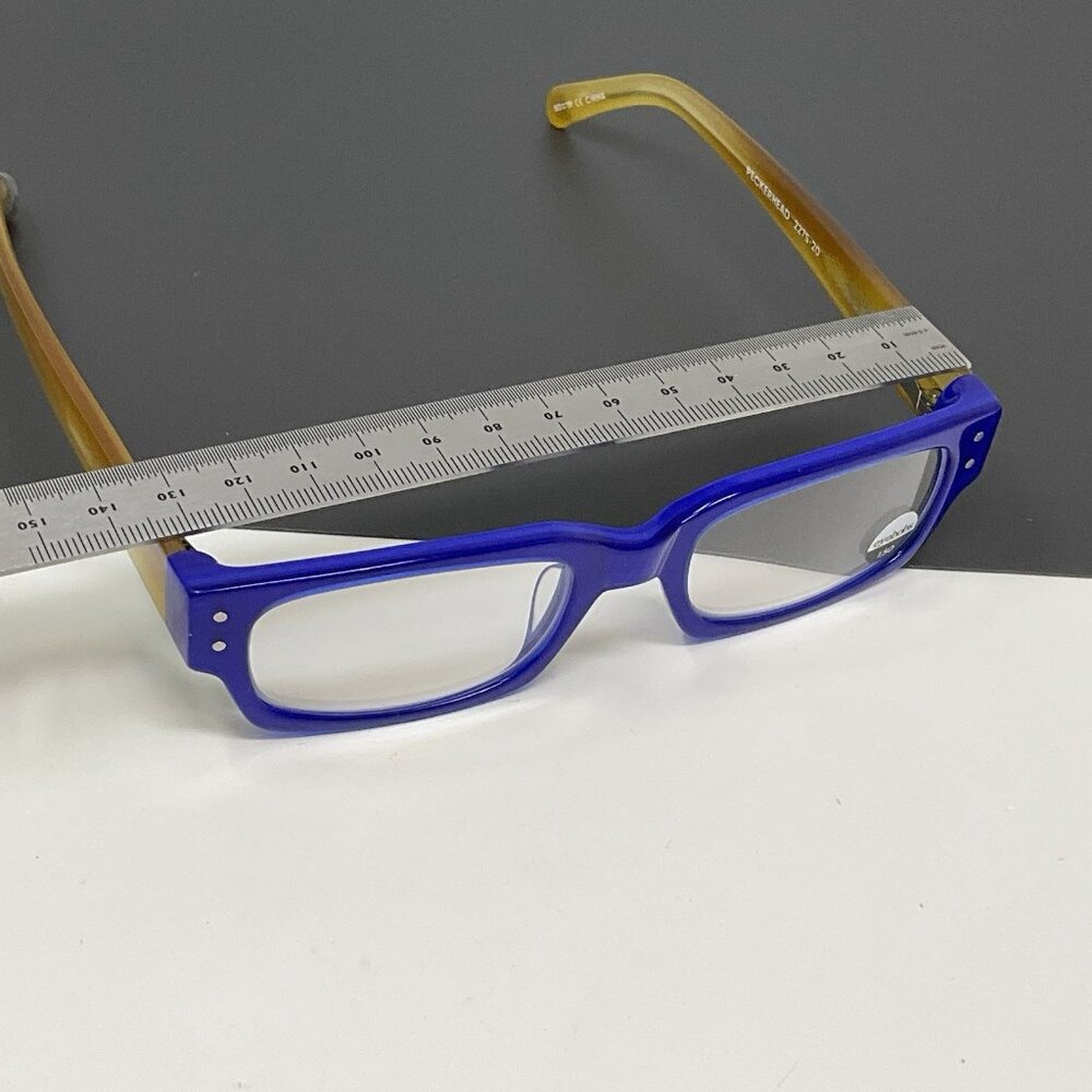 eyebobs Peckerhead Reading Glasses Color 20 - Cobalt Front with Blonde Temples - Picture 13 of 16